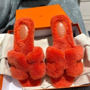 Women’s Oran Sandals Orange Sheep Fur